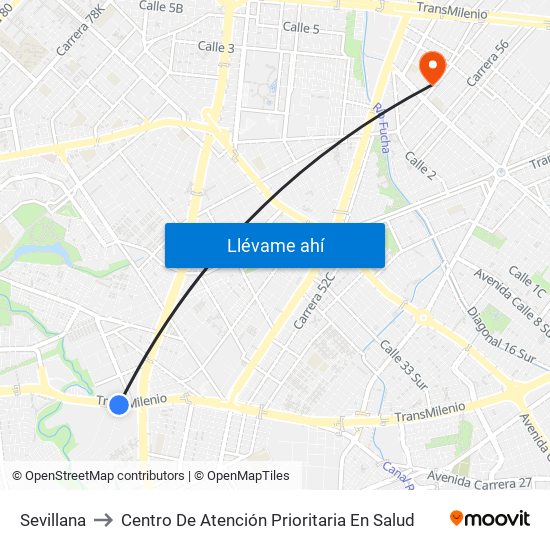 Sevillana to Centro De Atención Prioritaria En Salud map