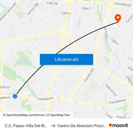 C.C. Paseo Villa Del Río - Madelena to Centro De Atención Prioritaria En Salud map