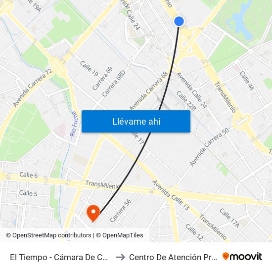 El Tiempo - Cámara De Comercio De Bogotá to Centro De Atención Prioritaria En Salud map