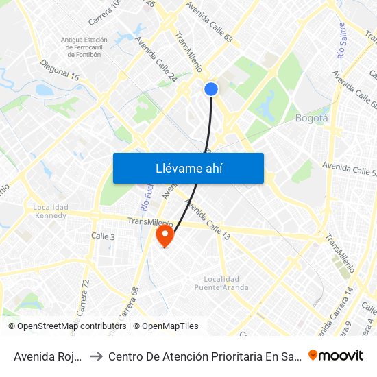 Avenida Rojas to Centro De Atención Prioritaria En Salud map