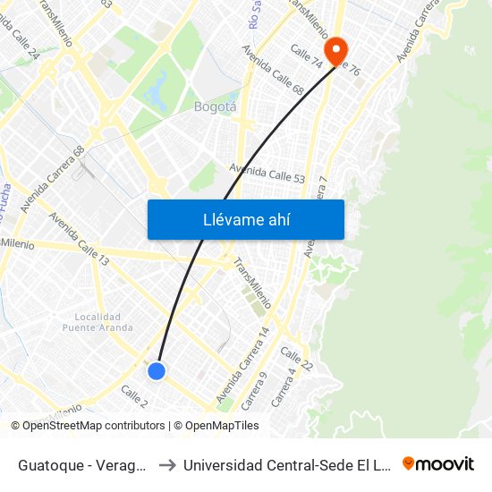 Guatoque - Veraguas to Universidad Central-Sede El Lago map