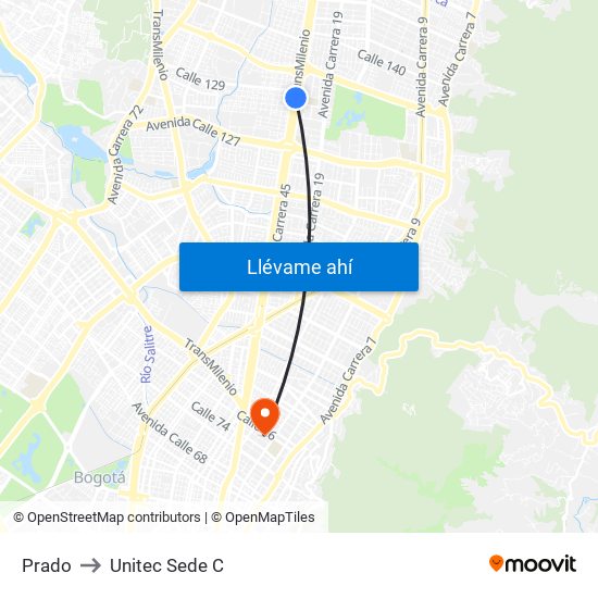 Prado to Unitec Sede C map