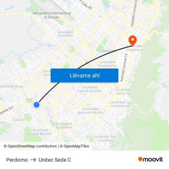 Perdomo to Unitec Sede C map