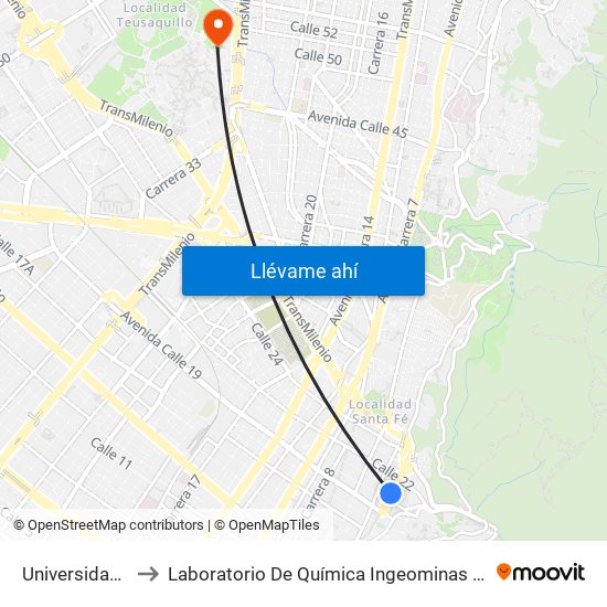 Universidades to Laboratorio De Química Ingeominas (615) map