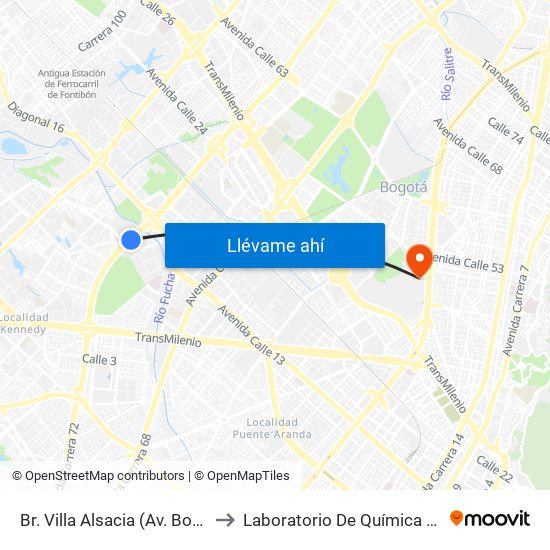 Br. Villa Alsacia (Av. Boyacá - Cl 12a) (A) to Laboratorio De Química Ingeominas (615) map