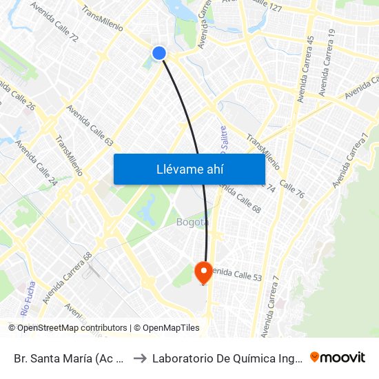 Br. Santa María (Ac 80 - Kr 73b) to Laboratorio De Química Ingeominas (615) map