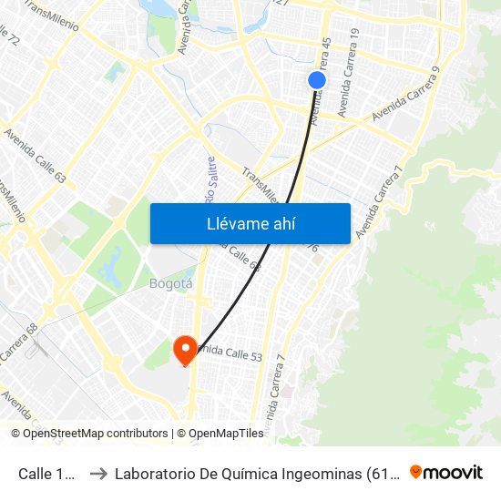 Calle 106 to Laboratorio De Química Ingeominas (615) map