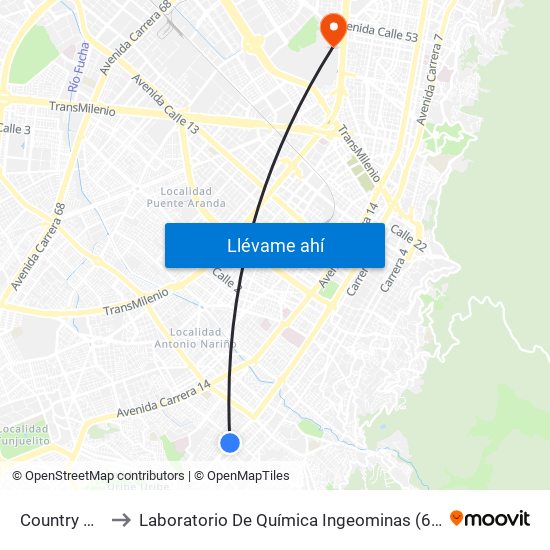 Country Sur to Laboratorio De Química Ingeominas (615) map