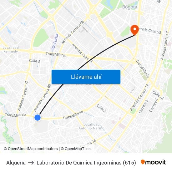 Alquería to Laboratorio De Química Ingeominas (615) map