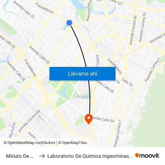 Minuto De Dios to Laboratorio De Química Ingeominas (615) map