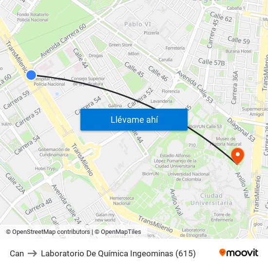 Can to Laboratorio De Química Ingeominas (615) map