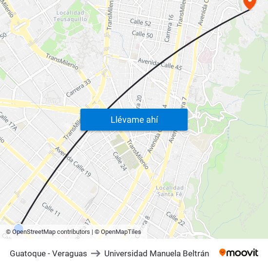 Guatoque - Veraguas to Universidad Manuela Beltrán map