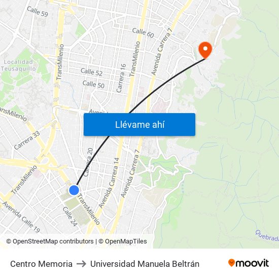 Centro Memoria to Universidad Manuela Beltrán map