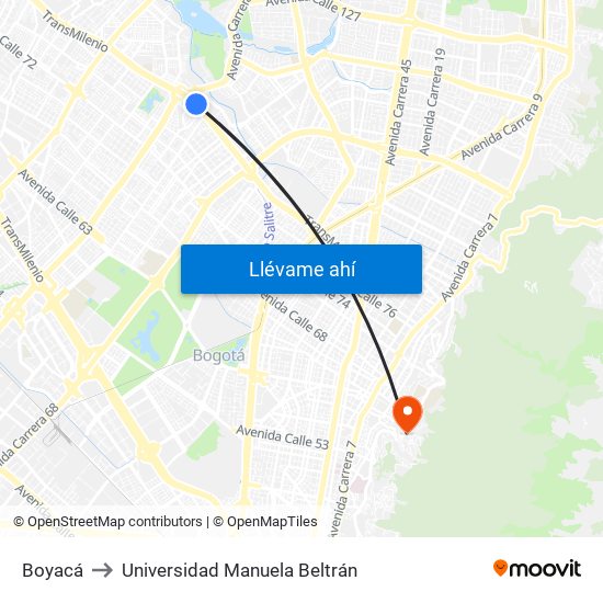 Boyacá to Universidad Manuela Beltrán map