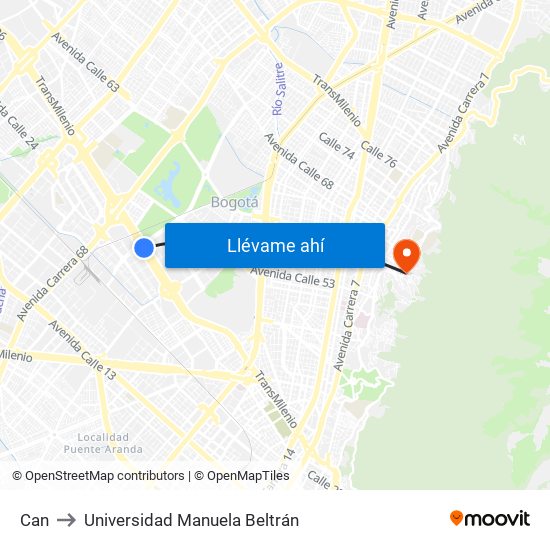 Can to Universidad Manuela Beltrán map