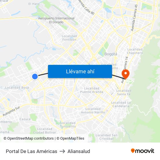 Portal De Las Américas to Aliansalud map