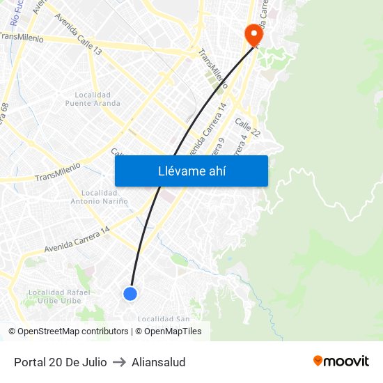 Portal 20 De Julio to Aliansalud map