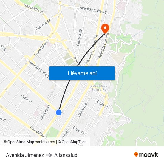 Avenida Jiménez to Aliansalud map