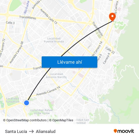 Santa Lucía to Aliansalud map