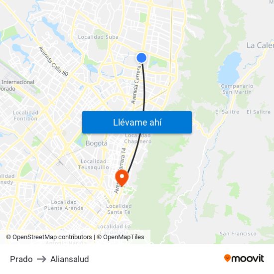 Prado to Aliansalud map