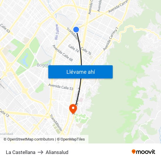 La Castellana to Aliansalud map