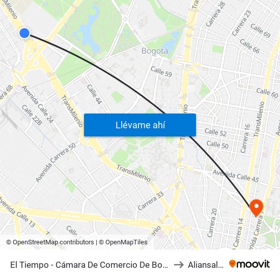 El Tiempo - Cámara De Comercio De Bogotá to Aliansalud map