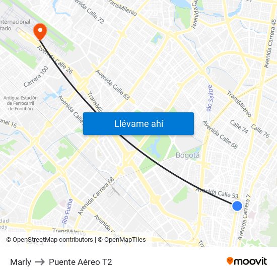Marly to Puente Aéreo T2 map