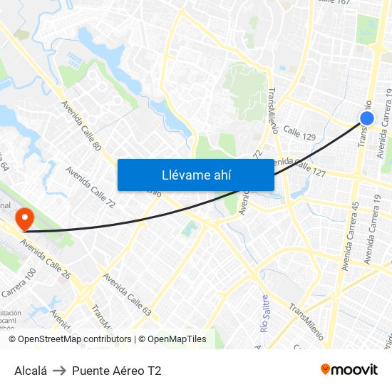 Alcalá to Puente Aéreo T2 map