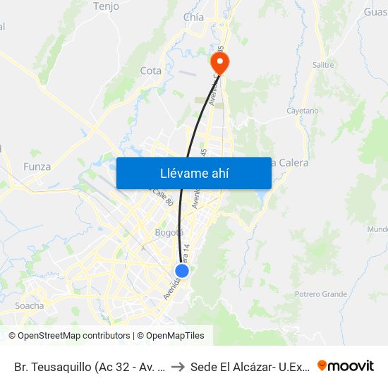 Br. Teusaquillo (Ac 32 - Av. Caracas) to Sede El Alcázar- U.Externado map