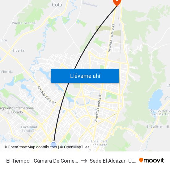 El Tiempo - Cámara De Comercio De Bogotá to Sede El Alcázar- U.Externado map