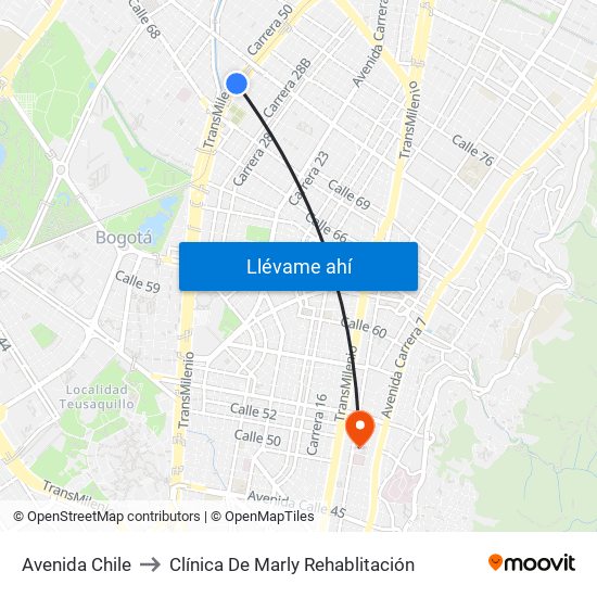 Avenida Chile to Clínica De Marly Rehablitación map