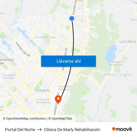 Portal Del Norte to Clínica De Marly Rehablitación map