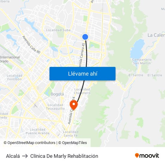 Alcalá to Clínica De Marly Rehablitación map