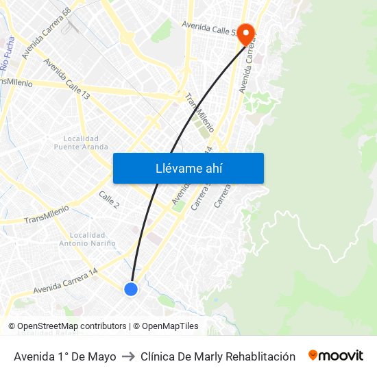 Avenida 1° De Mayo to Clínica De Marly Rehablitación map