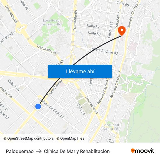 Paloquemao to Clínica De Marly Rehablitación map