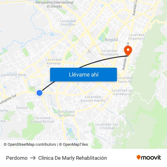 Perdomo to Clínica De Marly Rehablitación map