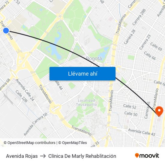 Avenida Rojas to Clínica De Marly Rehablitación map