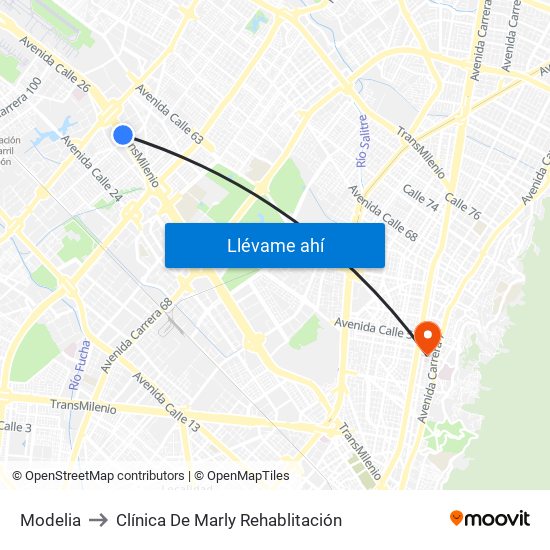 Modelia to Clínica De Marly Rehablitación map