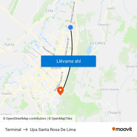 Terminal to Upa Santa Rosa De Lima map