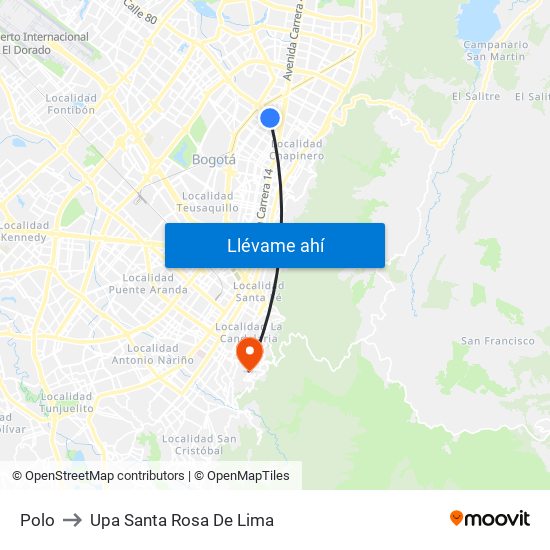 Polo to Upa Santa Rosa De Lima map