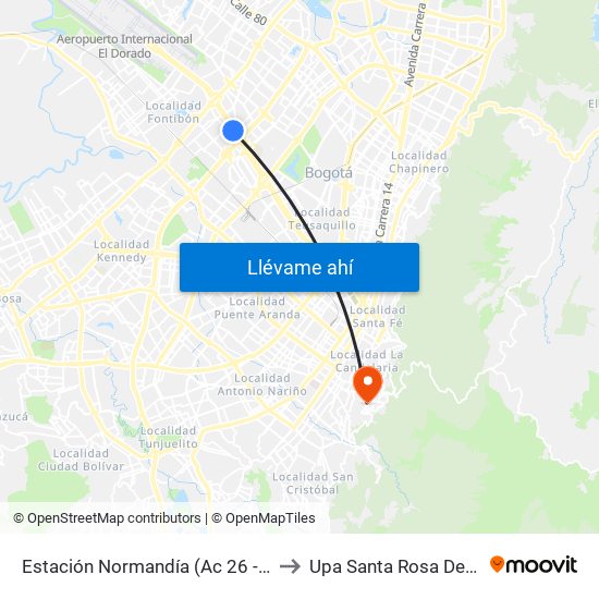 Estación Normandía (Ac 26 - Kr 74) to Upa Santa Rosa De Lima map