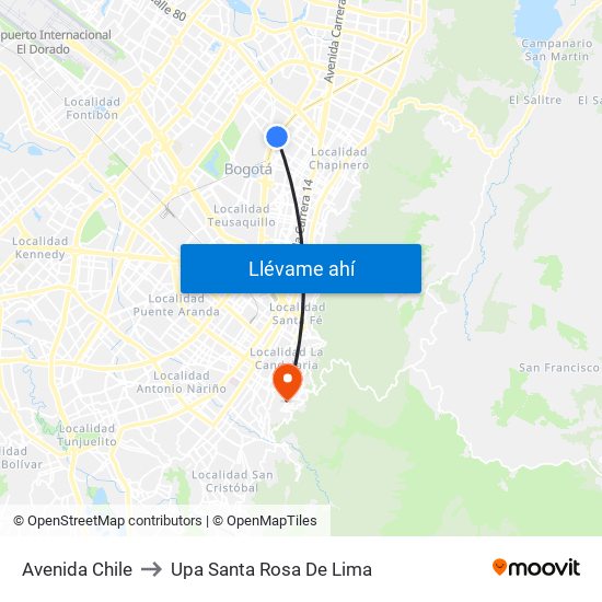 Avenida Chile to Upa Santa Rosa De Lima map