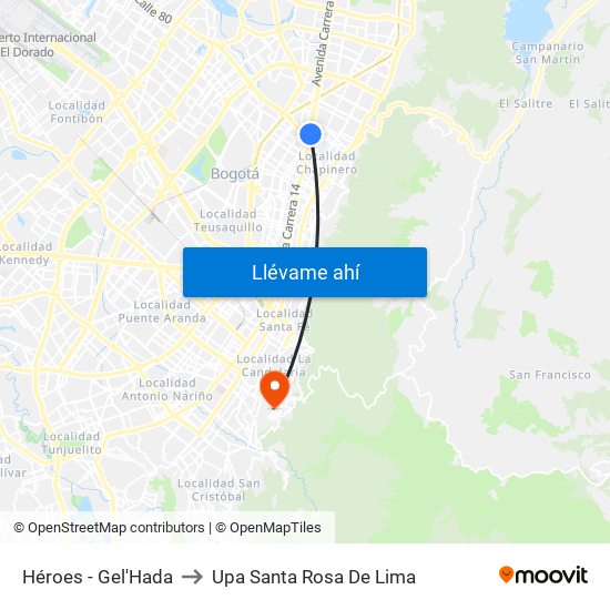 Héroes - Gel'Hada to Upa Santa Rosa De Lima map