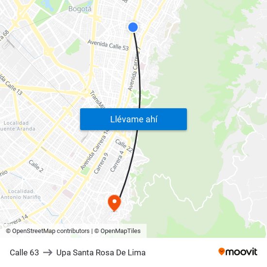 Calle 63 to Upa Santa Rosa De Lima map
