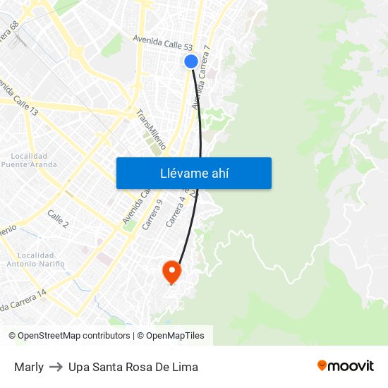 Marly to Upa Santa Rosa De Lima map