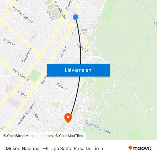 Museo Nacional to Upa Santa Rosa De Lima map