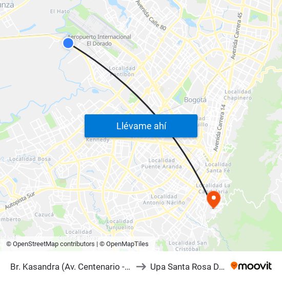 Br. Kasandra (Av. Centenario - Kr 134a) to Upa Santa Rosa De Lima map