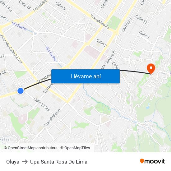 Olaya to Upa Santa Rosa De Lima map