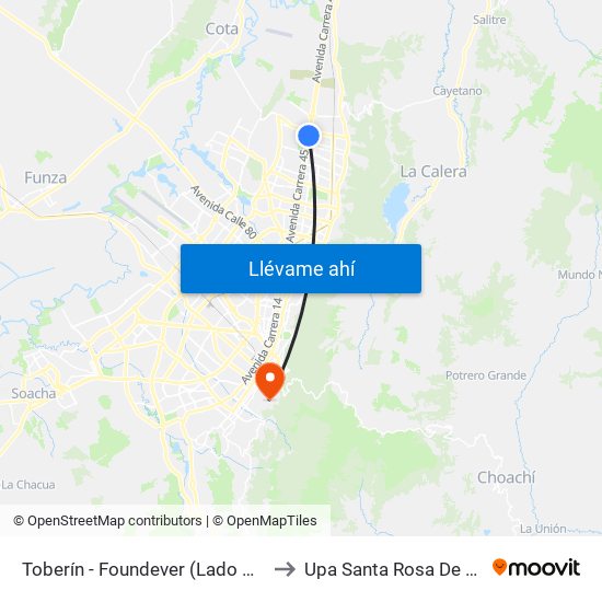 Toberín - Foundever (Lado Norte) to Upa Santa Rosa De Lima map