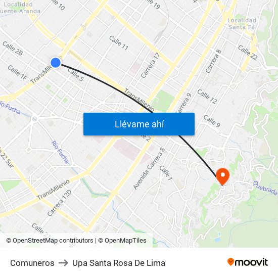 Comuneros to Upa Santa Rosa De Lima map